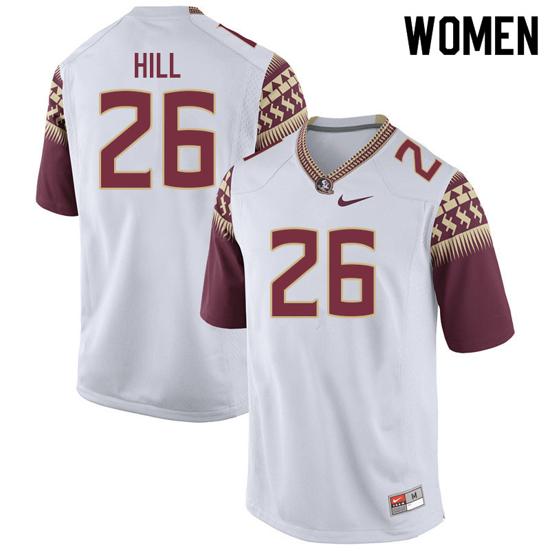 Women #26 Bryson Hill Florida State Seminoles College Football Jerseys Sale-White - Click Image to Close